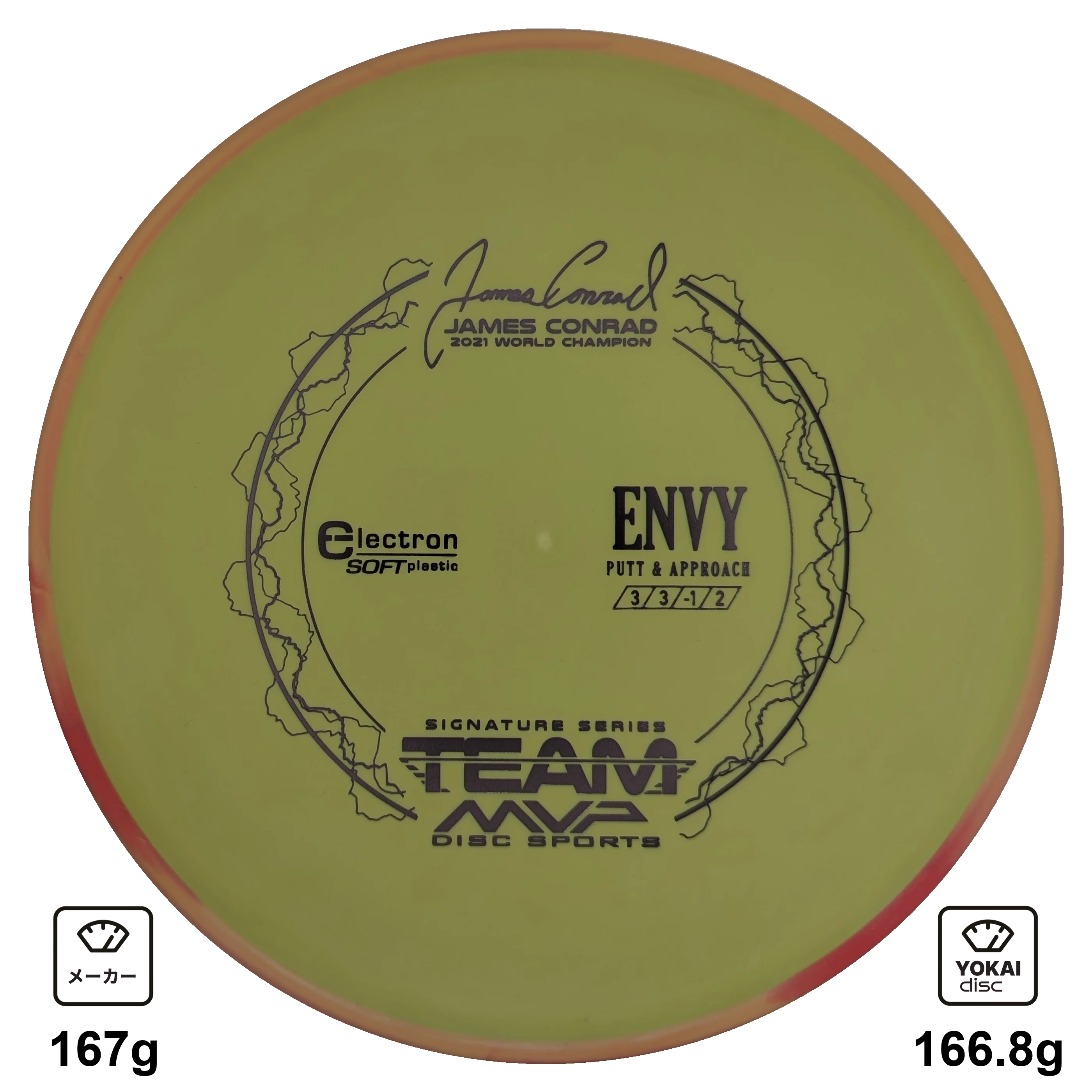 Axiom Envy, Electron Soft, Yellow with Red/Yellow Rim, 166.8